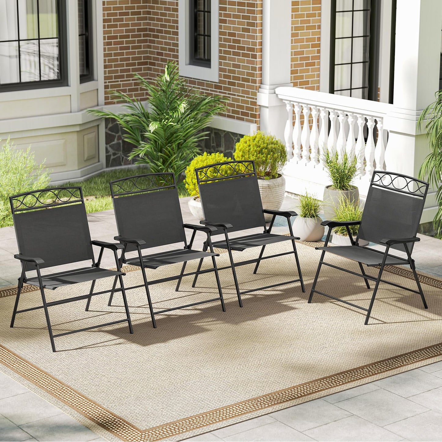 Tangkula Folding Chairs for Outside Set of 4 for Lawn