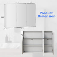 Tangkula 36" Wide Wall Mount Mirrored Bathroom Medicine Cabinet Storage 3 Mirror Door