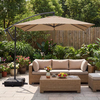 Tangkula 8x8 FT Patio Umbrella with Base Included Square Offset Cantilever 360 Degree Rotation