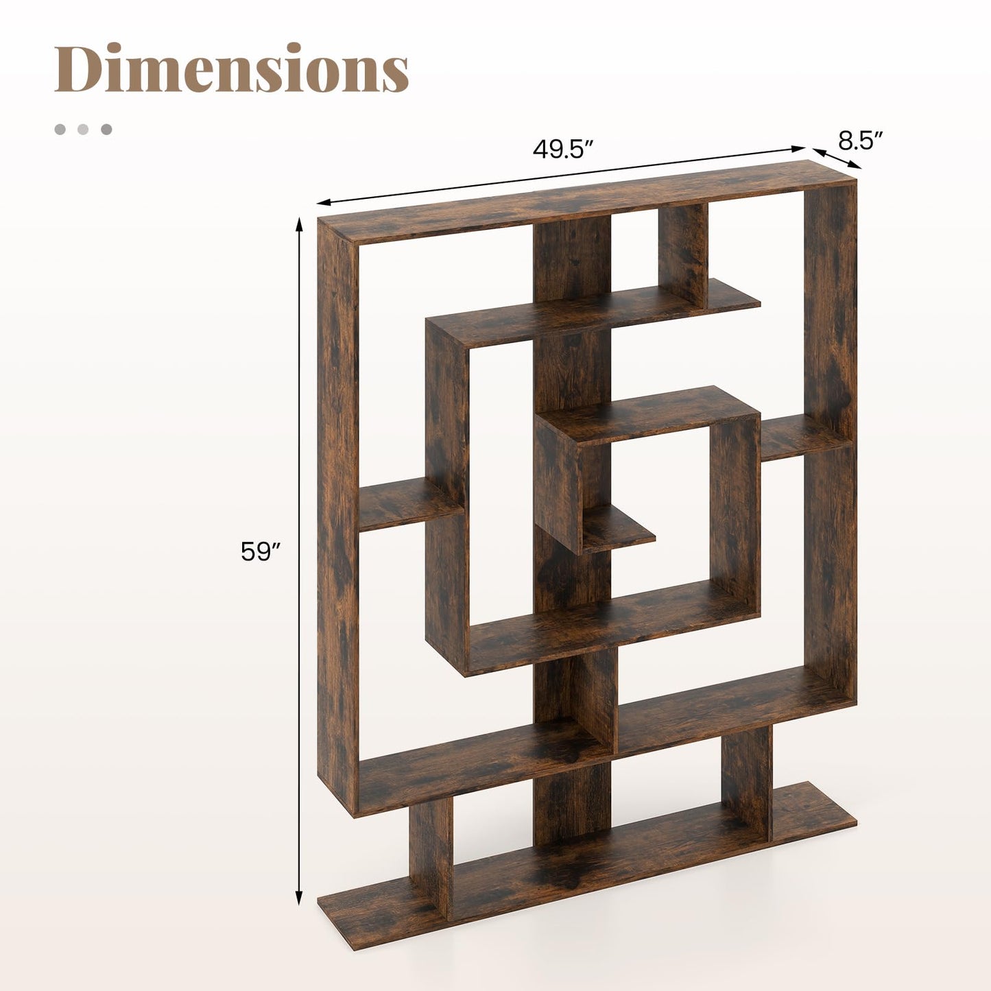 Tangkula Irregular Wooden Bookshelf Geometric Bookcase