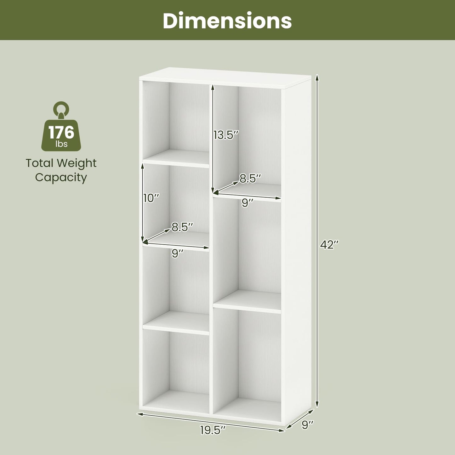 Tangkula 7-Cube Bookcase | Freestanding Storage Organizer with 7 Open Cubbies (1/2)