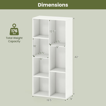 Tangkula 7-Cube Bookcase | Freestanding Storage Organizer with 7 Open Cubbies (1/2)
