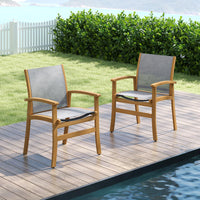 Tangkula Chaises de Salle à Manger d'Extérieur Robustes avec Accoudoirs pour Patio - Lot