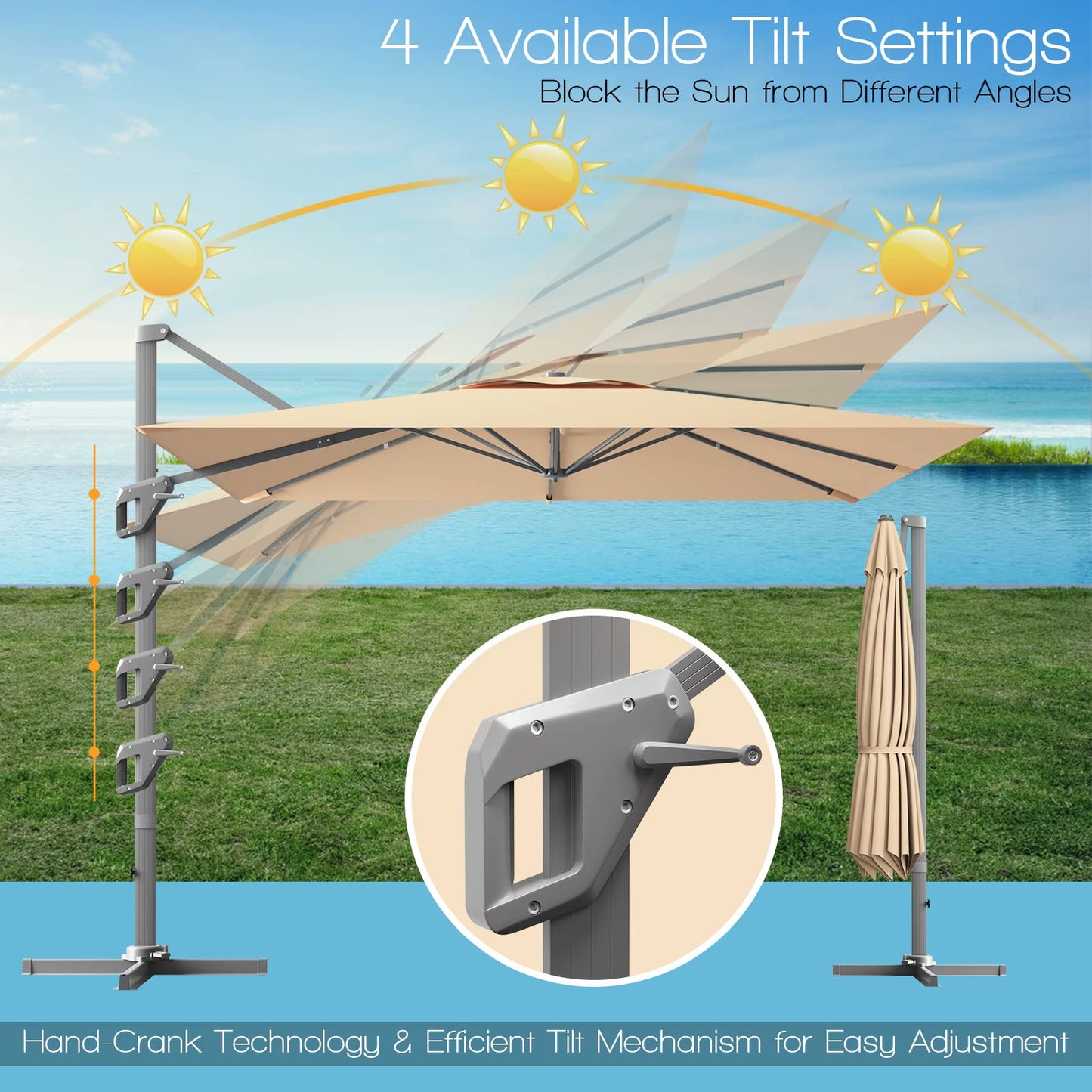 Tangkula 10x13ft Patio Rectangular Umbrella for Market