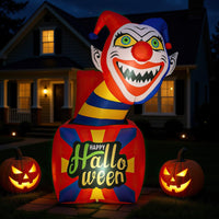 Tangkula 5 Ft Halloween Inflatable Clown with LED Lights for Indoor Outdoor Porch