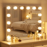 Tangkula Miroir de Maquillage 50,8 x 43,2 cm avec 14 Ampoules Modes d'Éclairage et Luminosité Réglables