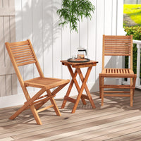 Tangkula Teak Wood Folding Patio Chairs Set of 2/4 ( Slatted Back )