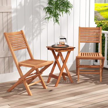 Tangkula Teak Wood Folding Patio Chairs Set of 2/4 ( Slatted Back )