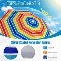 Tangkula 6.5 FT Scalloped Beach Umbrella with Cup Holders | UPF 50+