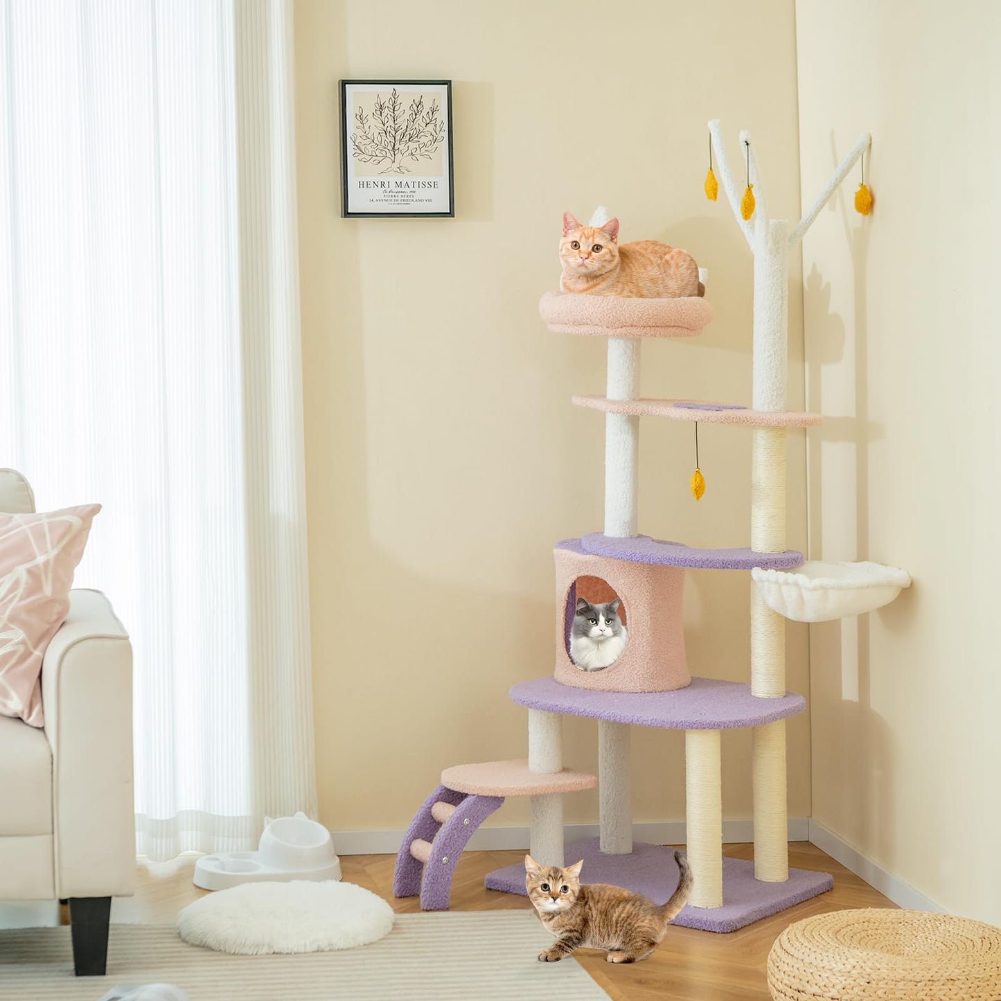 Tangkula Cat Tree Tower, 62 Inch Multi-Level Cat Tower with Cat Condo