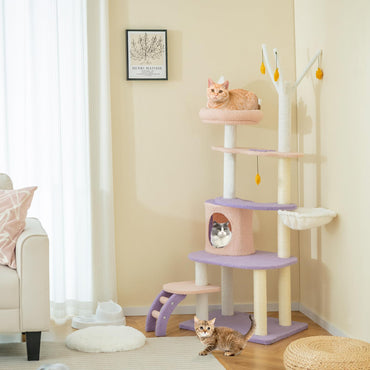 Tangkula Cat Tree Tower, 62 Inch Multi-Level Cat Tower with Cat Condo