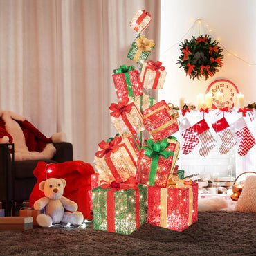 Tangkula 5.6 FT Lighted Gift Box Tower