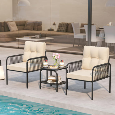 Tangkula 3 Pieces Patio Bistro Set
