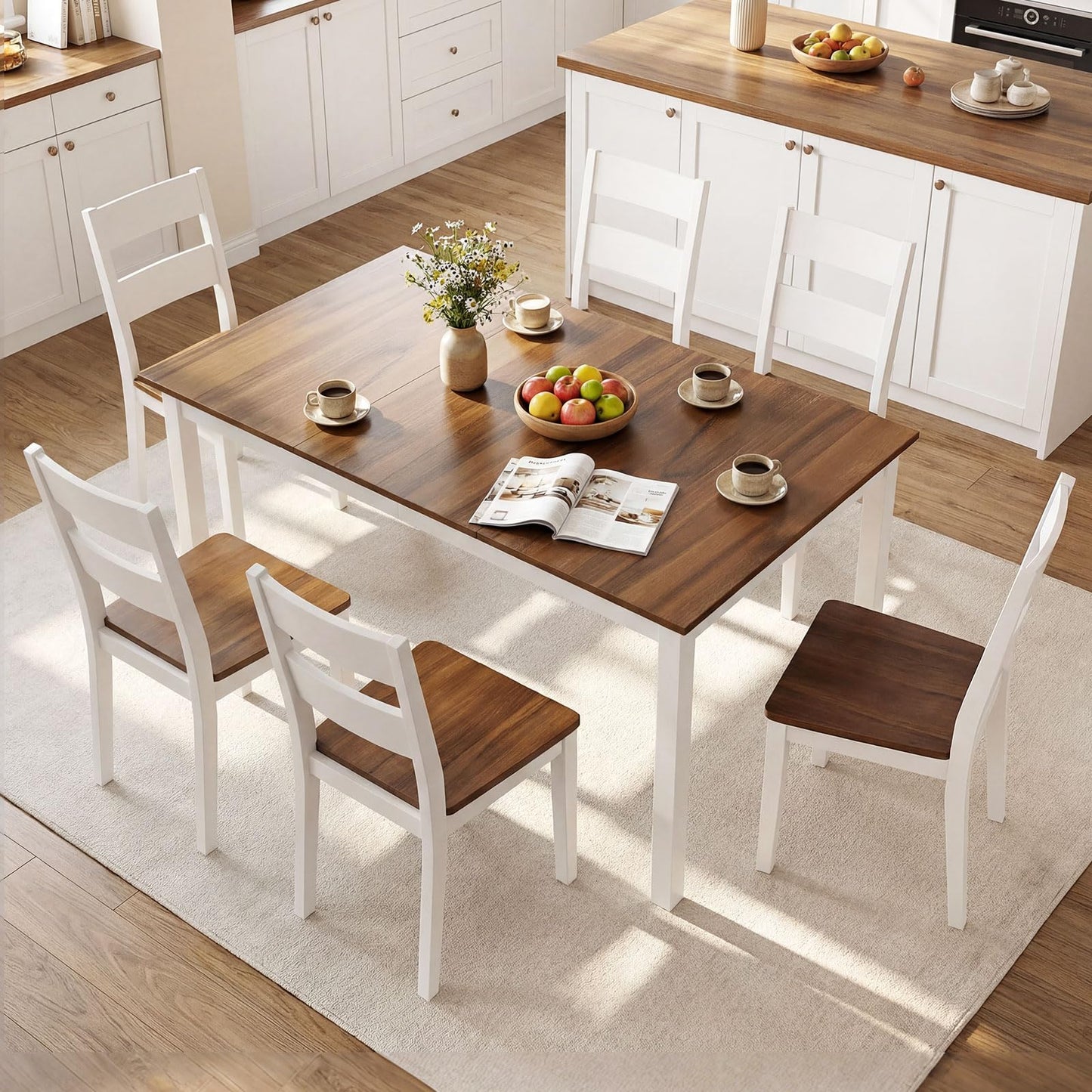 Tangkula 60" Wooden Rectangular Dining Table for 4-6 People
