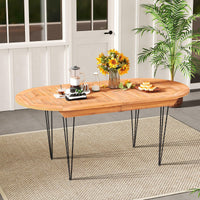 Tangkula 71" Patio Dining Table 6 Person Large Oval Table