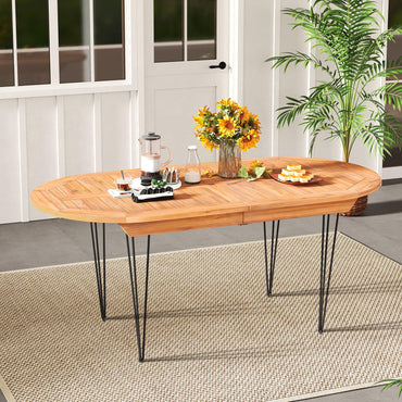 Tangkula 71" Patio Dining Table 6 Person Large Oval Table