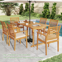 Tangkula 7 Piece Patio Acacia Wood Dining Set for 6