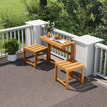 Tangkula 3 in 1 Outdoor Acacia Wood Loveseat Bench Furniture
