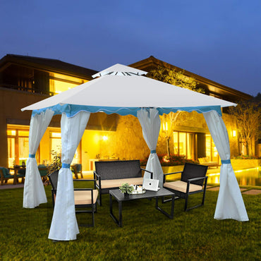 Tangkula 10 x 10 ft Patio Steel Gazebo with Side Walls