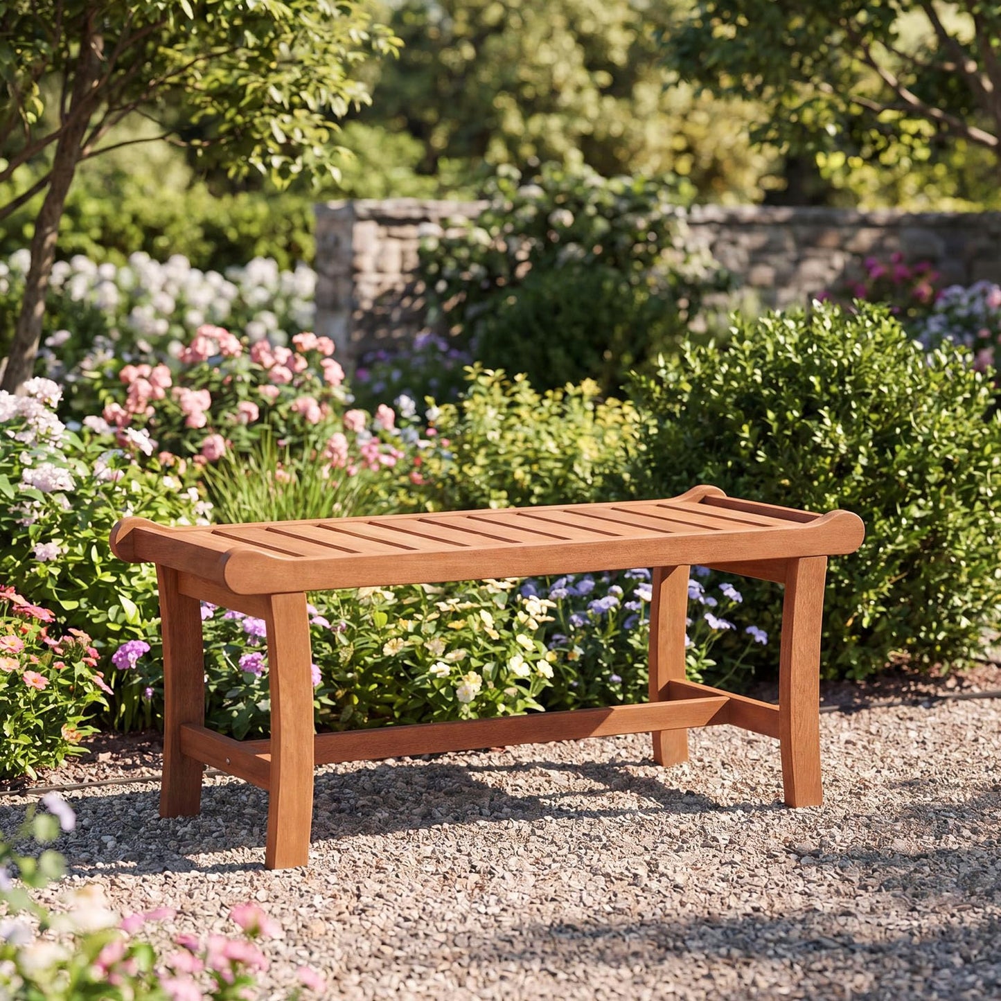 Tangkula 41.5" Outdoor Wood Bench for Park