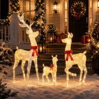 Tangkula 3-Piece Christmas Lighted Reindeer Family Set