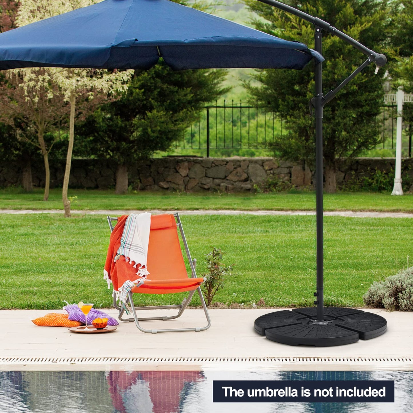 Tangkula Pied de parasol déporté 4 pièces 84 kg, base lestable à eau et sable, support de parasol d'extérieur robuste