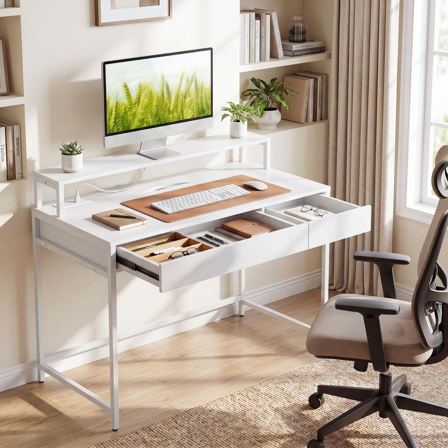 Computer Desk with Dual-use Drawer & Keyboard Tray