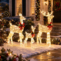Tangkula 3 PCS Christmas Lighted Reindeer Family Set