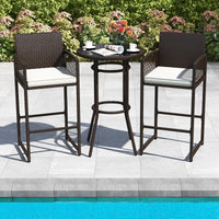 Tangkula 3 Piece Patio Bar Set for Backyard