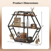 Tangkula 3-Tier Geometric Bookcase with 4 S-Shaped Hooks & Heavy Duty Metal Frame