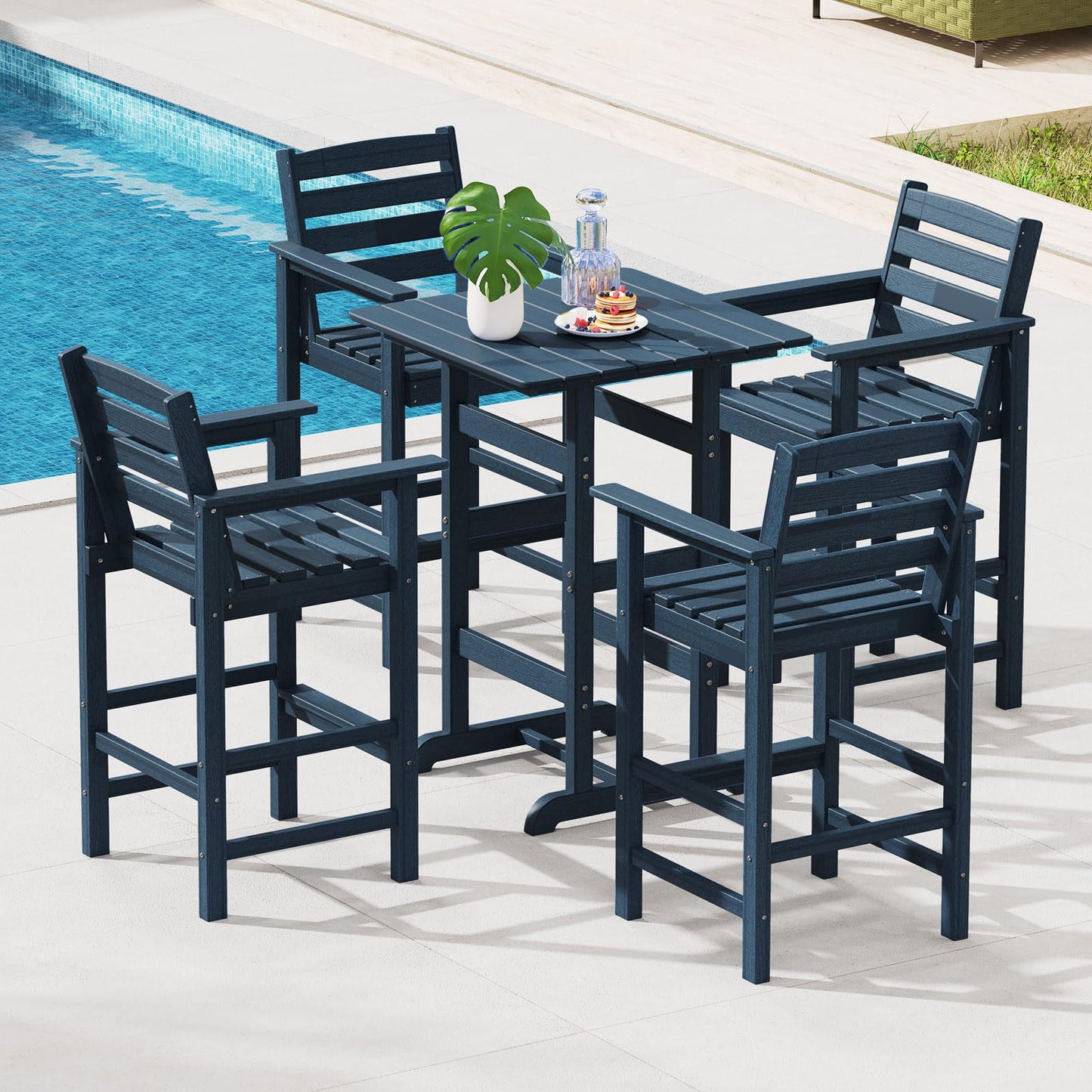 Tangkula 3-Piece Patio HDPE Bar Set