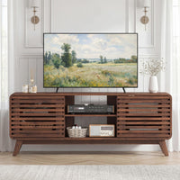 Tangkula Walnut TV Stand for 65” TVs for Living Room