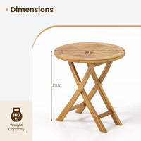 Tangkula 27.5 Inch Patio Bistro Table with Slatted Tabletop