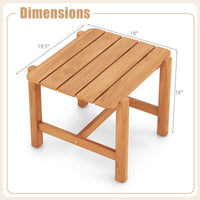 Tangkula Patio Teak Wood Side Table, Outdoor End Table with Slatted Tabletop
