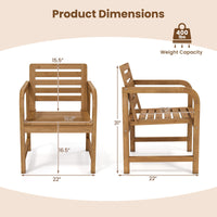 Tangkula Solid Teak Outdoor Dining Chair with Slanted Back & Slatted Seat