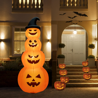 Tangkula 8 FT Halloween Inflatable Pumpkin, 4 Pumpkins Stack Halloween Decorations