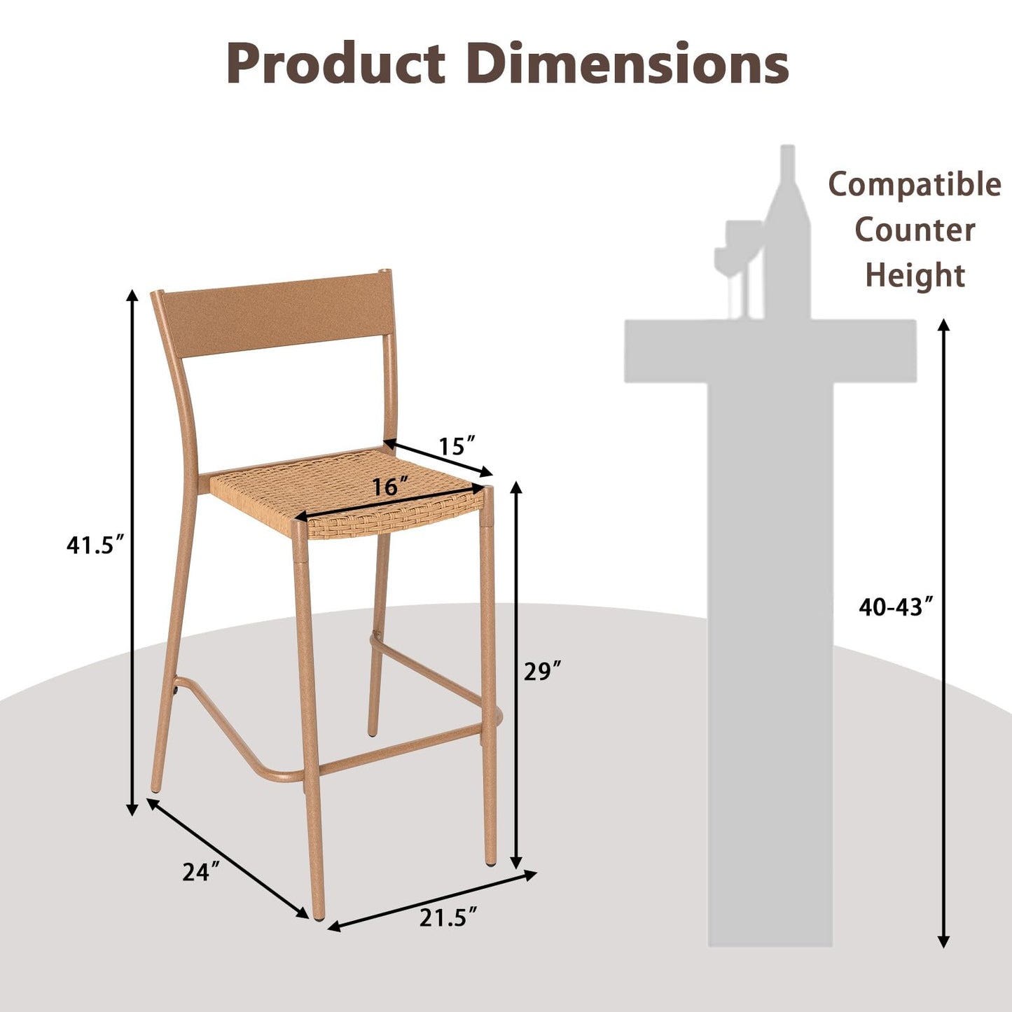 Tangkula Patio Barstools Set of 2/4