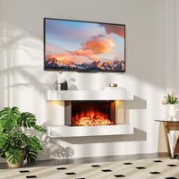 Tangkula 32" Fireplace Mantel with 18 Inches 3-Sided Fire Place