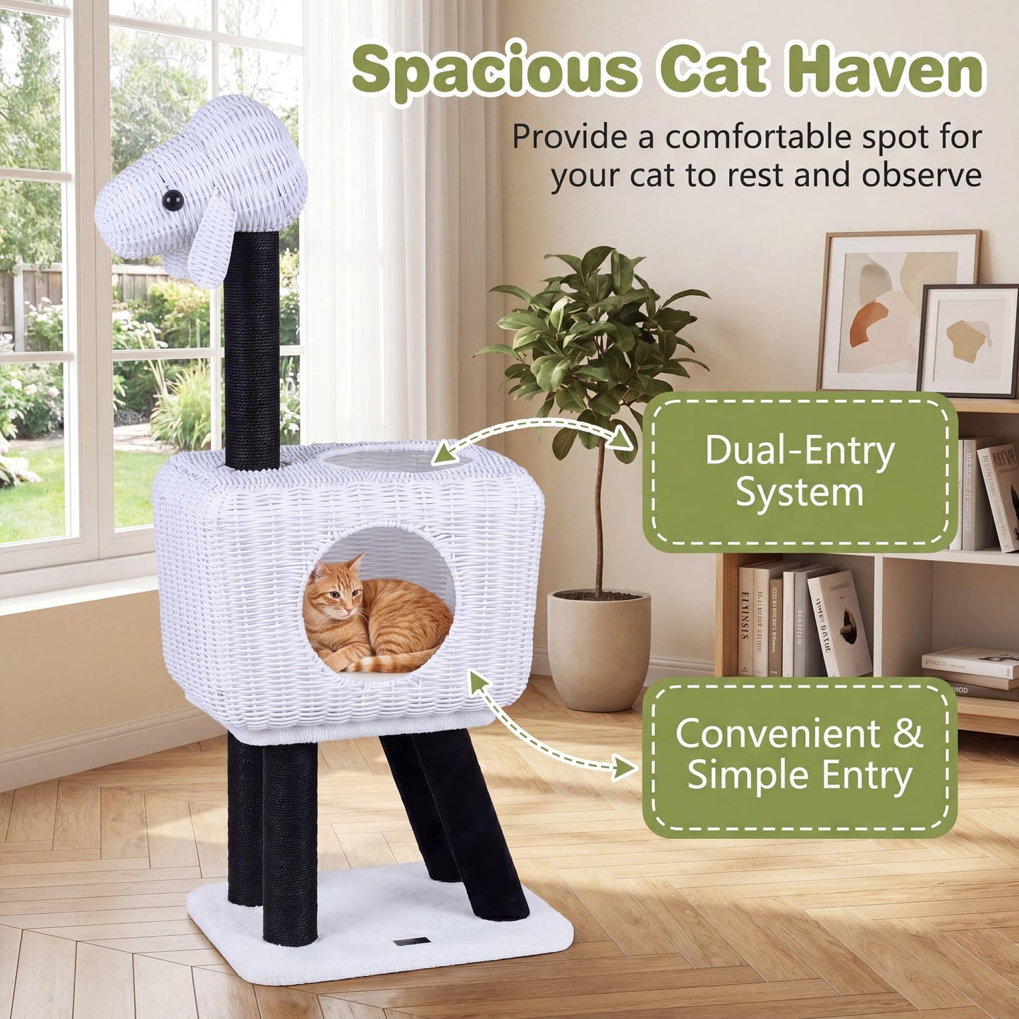 Tangkula 43 Inch Modern Rattan Cat Tree