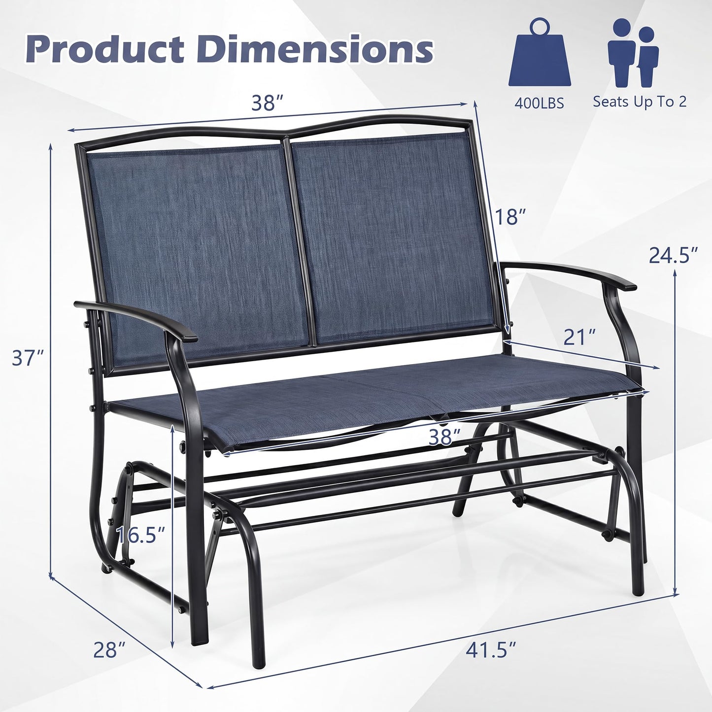 Tangkula 2-Person Patio Swing Glider Bench