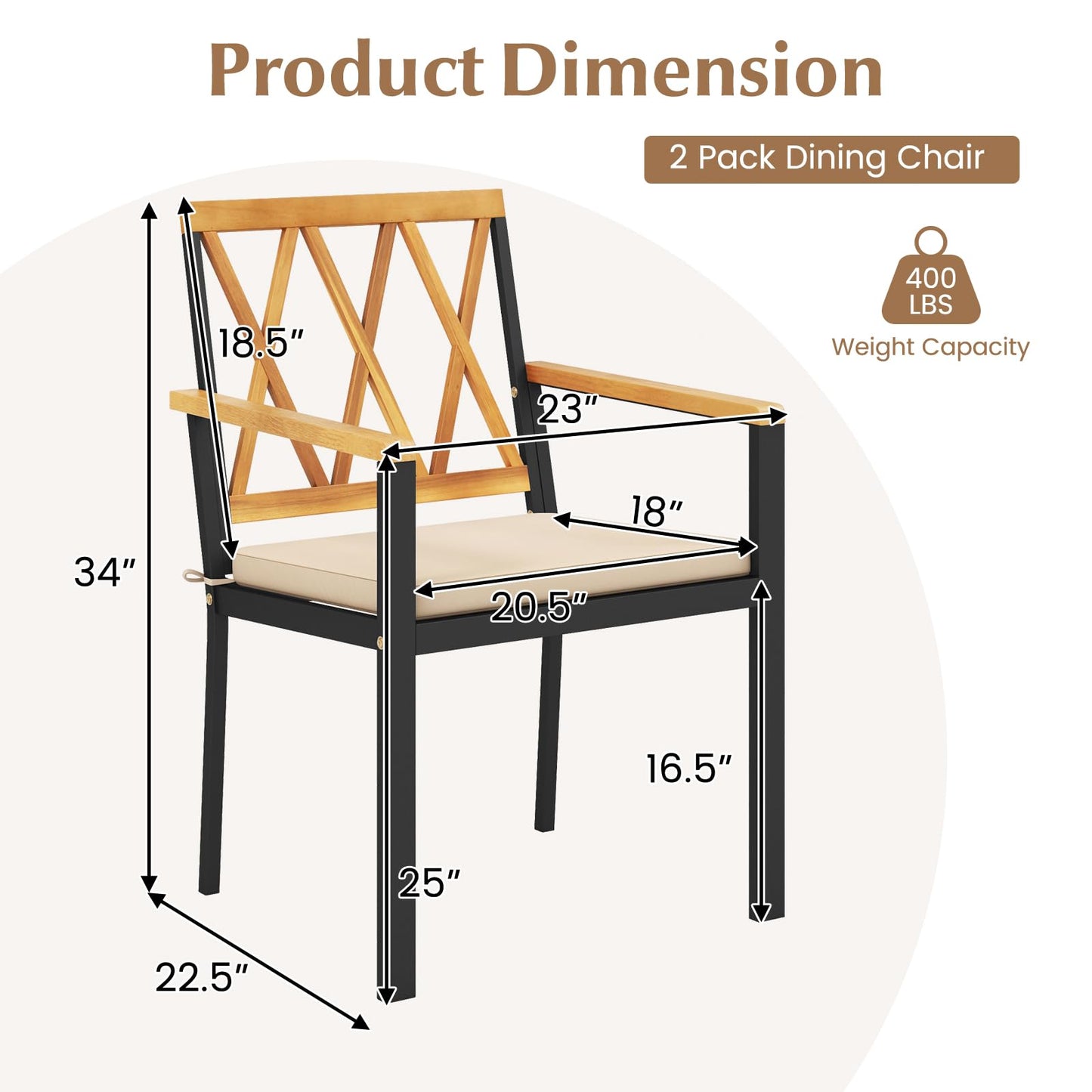 Tangkula Patio Dining Chairs Set of 2/4