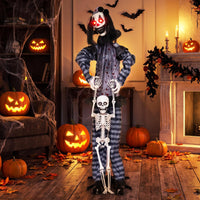 Tangkula 70" Halloween Animated Life-Size Clown Catching Skeleton Doll