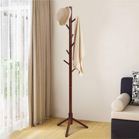Tangkula Coat Rack Freestanding, Rubber Wood Coat Stand with 8 Hooks
