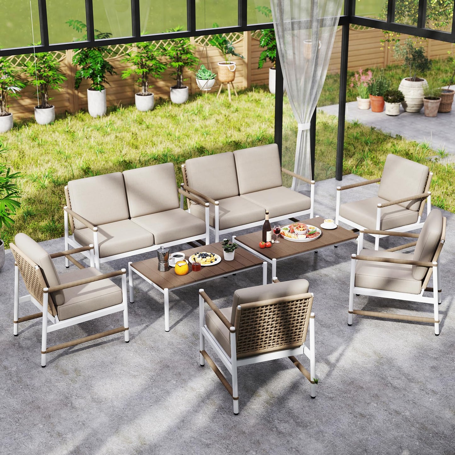 Tangkula 8 Pieces Patio Furniture Set with Thick Cushions
