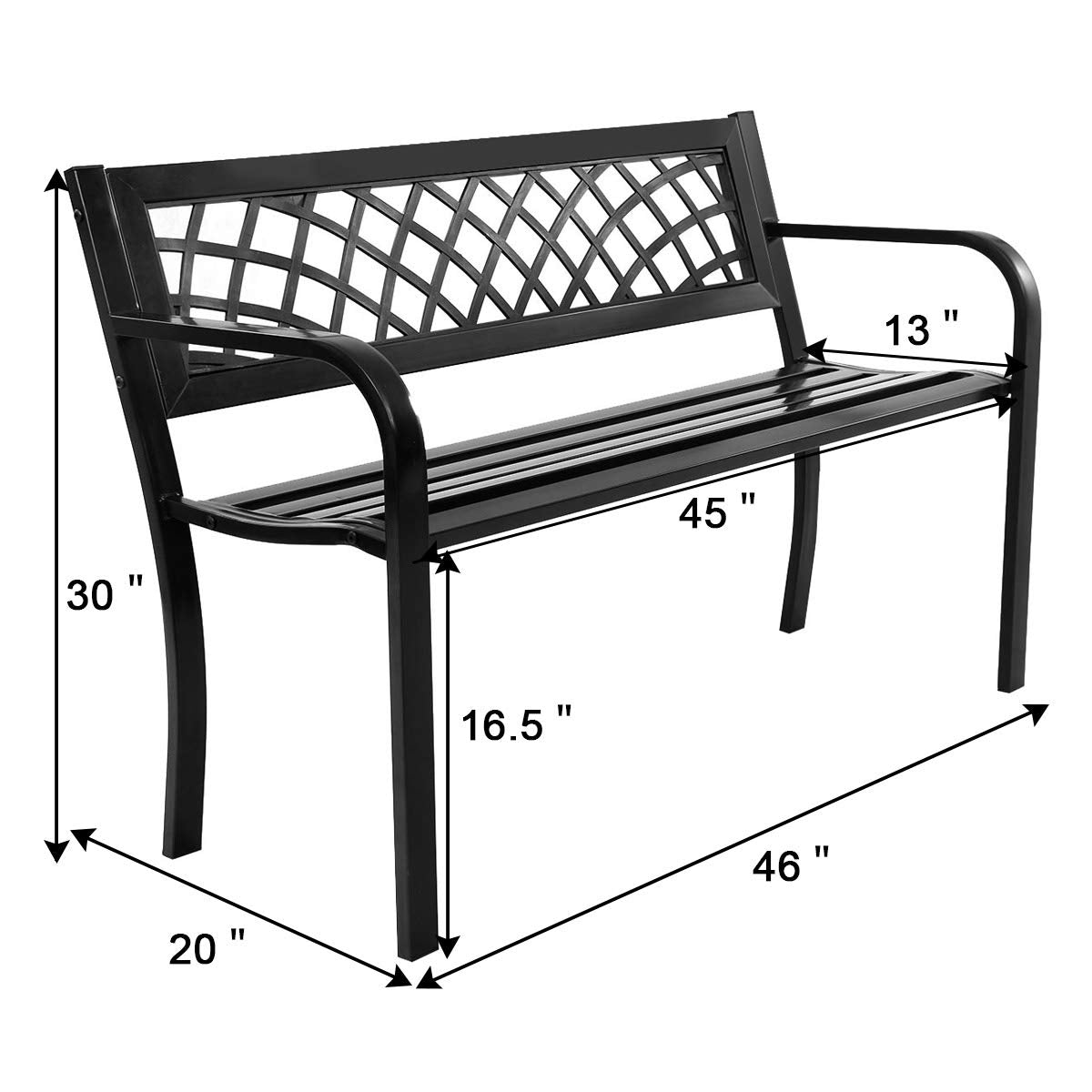 Tangkula Outdoor Garden Bench Park Bench with Steel Frame & PVC Backrest