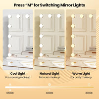 Tangkula Vanity Mirror with Light, 22" x 17" Makeup Mirror with 14 Bulbs