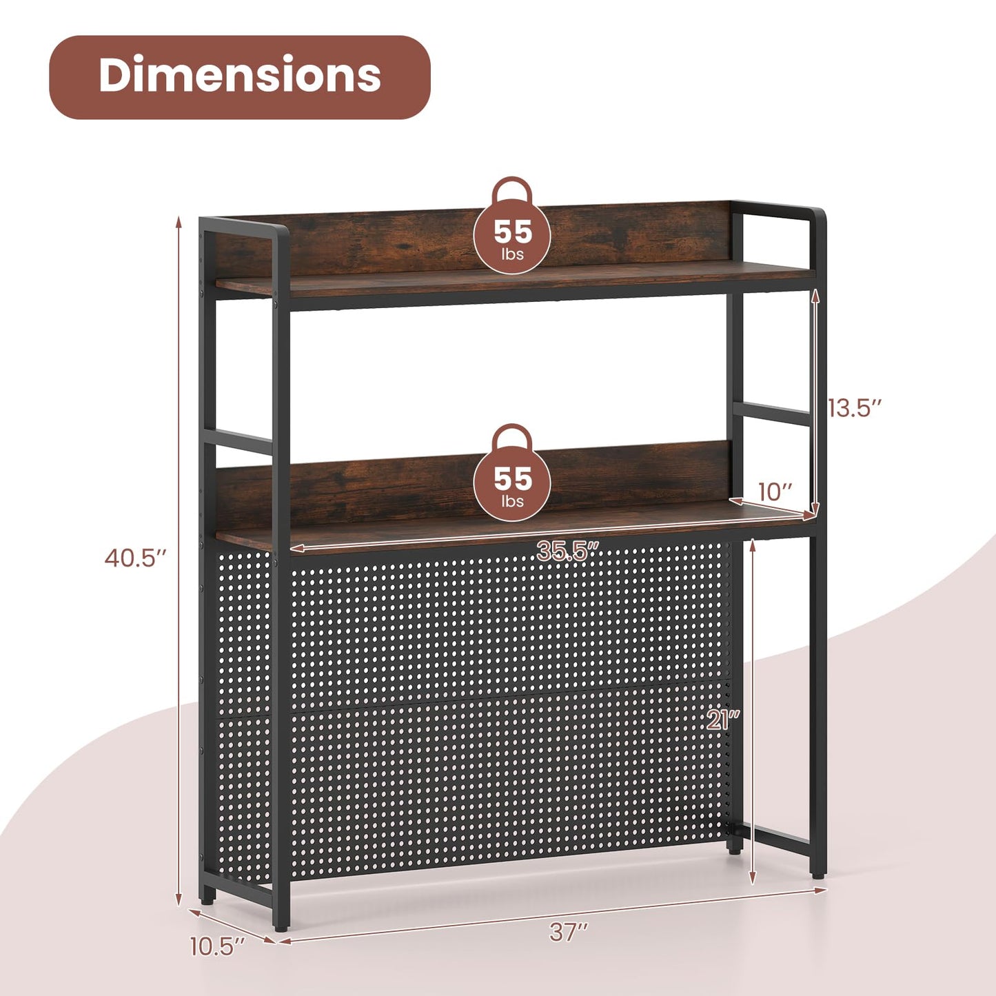 Tangkula Desktop Bookshelf, Multipurpose 2-Tier Desk