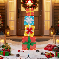 Tangkula 4 Ft Stackable Gift Boxes with Warm White LED Lights