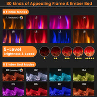 Tangkula 36 Inch 3-Sided Electric Fireplace, 1500W Recessed Fireplace Insert w/ 7-Color Flame