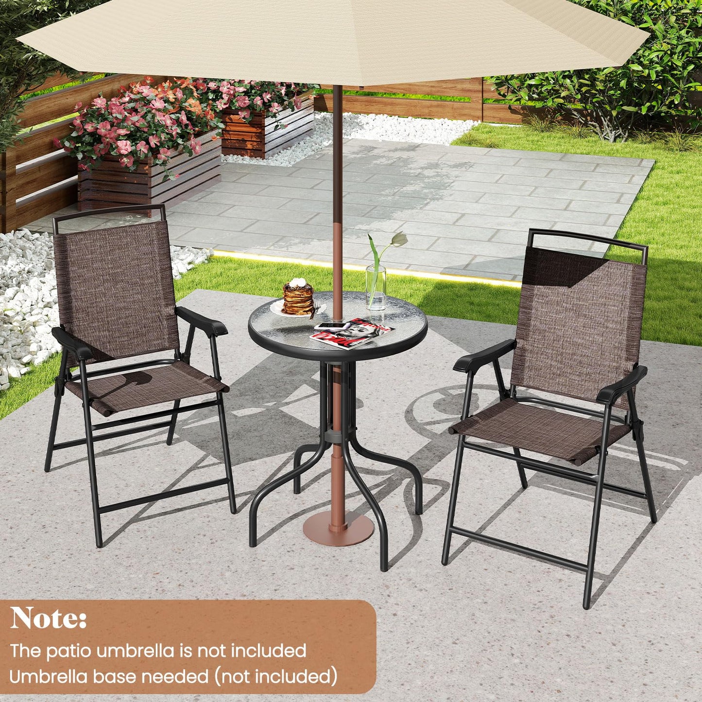 Tangkula 3 Piece Outdoor Bistro Set（Simple Backrest）